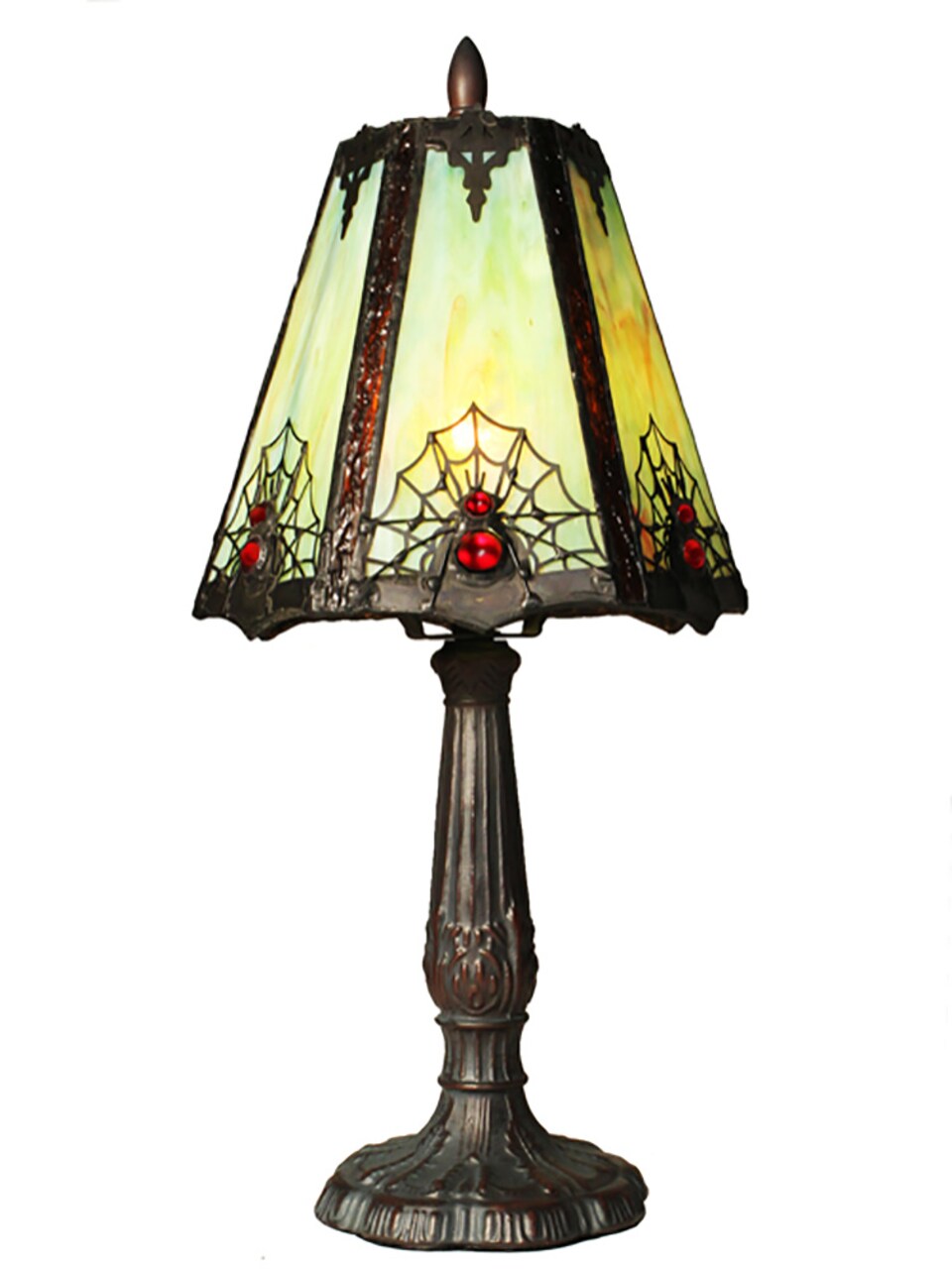 Spider Tiffany Stained Glass Shade & Lamp Base - Perfect for a Living Room, Bedroom, Office, & More